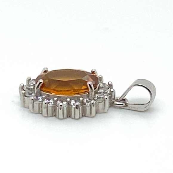 Orange Tourmaline 1.90ct White Gold Finish Solid 925 Sterling Silver Pendant - Picture 3 of 6